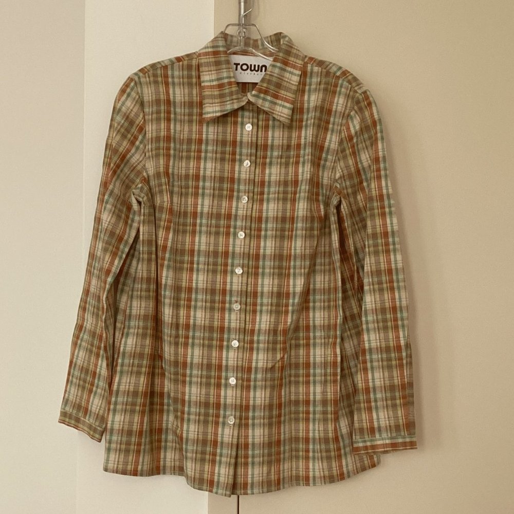Town Clothes Angela Shirt in Prairie Plaid size Large